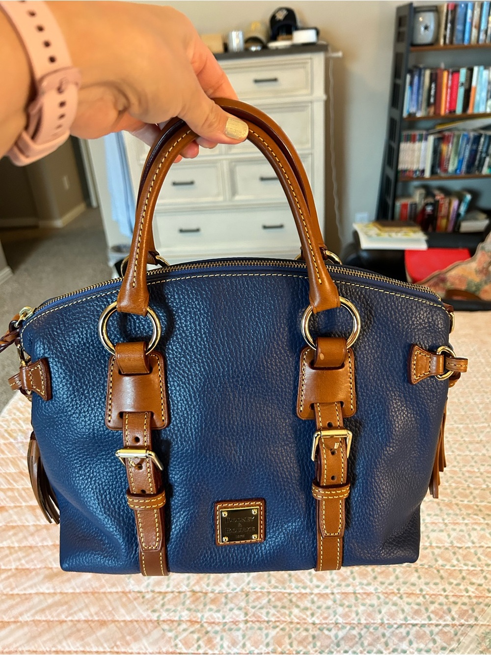 Dooney & Bourke Pebbled Leather Bristol Satchel in midnight blue, EUC! - Picture 16 of 16